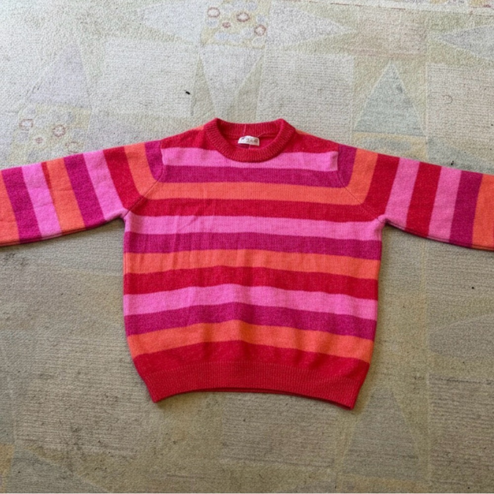 Soft stretchy and cozy striped pink sweater by My Style Loft size large - Picture 3 of 5